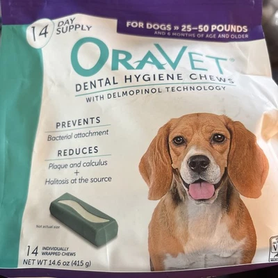 ORAVET Dental Chews for Dogs, Oral Care and Hygiene Chews (Medium Dogs, 25-50 lbs.)