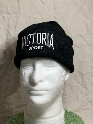 Victoria's Secret Victoria 运动刺绣标志针织无檐帽黑色 — 第 1/4 张图片
