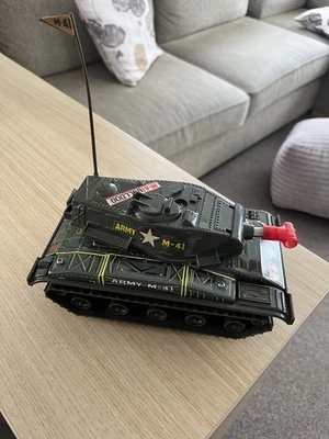 Rare Vintage Junior J Toys Japan Tin Litho B/O Bulldog M-41 Army Tank - Image 1 of 4