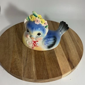 Baratija vintage Norcrest Anthropomorphic Bluebird On Nest SOLO TAPA - Imagen 1 de 7