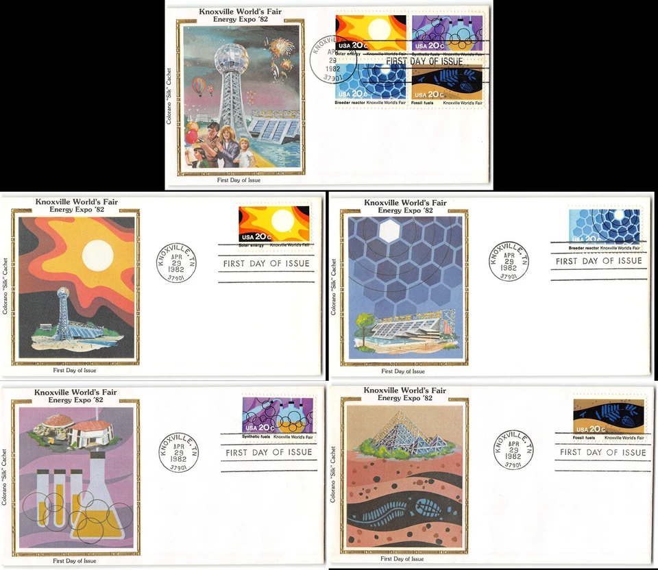 US #2006-2009, 2009a FDC, 1982, Colorano Silk Cachet, set of 5 - Image 1 of 1