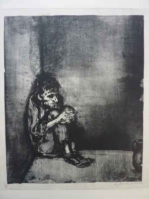 A.PAUL WEBER - Original Lithographie 1964 "Der Gefangene" HANDSIGNIERT - Bild 1 von 4