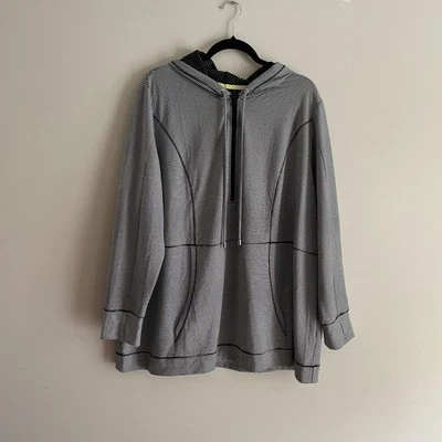 Sudadera con Capucha Pullover Catherines Talla 1X 18/20W Rayas Athleisure Manga Larga 1/4 Cremallera Foto 1 de 4