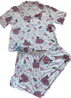 Peanuts SNOOPY Pajama PJ Set Pajamas Puffy Coat Christmas Women’s Sz XL NEW - Image 1 of 4