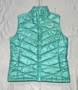 The North Face Vest Womens Large Teal 550 Down Puffer Quilted Zip Lightweight - Picture 1 of 13