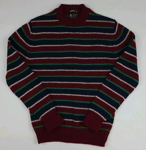 Vintage 80s Izod 100% Wool Multicolor Stripe Pattern Sweater Lightweight Rare  - Picture 1 of 5