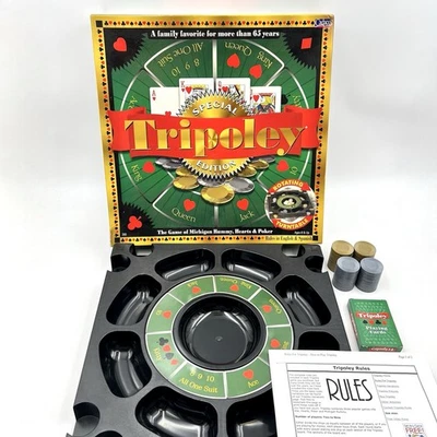 Tripoley Special Edition Rotating Turntable Cadaco Rummy Hearts Poker Complete - Image 1 of 4