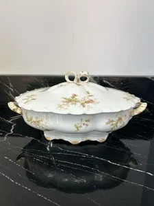 Haviland Limoges Schleiger 41 pink Thistles and Daisies Oval Vegetable Server - Picture 1 of 8