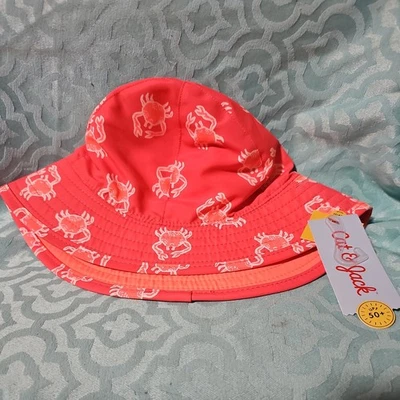 NUEVO SIN ETIQUETAS Bebé Niño Niño Niños 2T 3T 4T 5T Gato y Gato Reversible Cangrejo Sombrero de Natación Naranja Foto 1 de 4