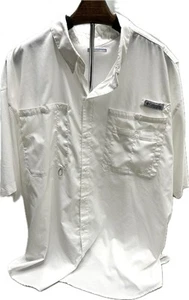 Columbia PFG Shirt Men's Vented Fishing Omni Shade Shirt White XXL - Picture 1 of 3