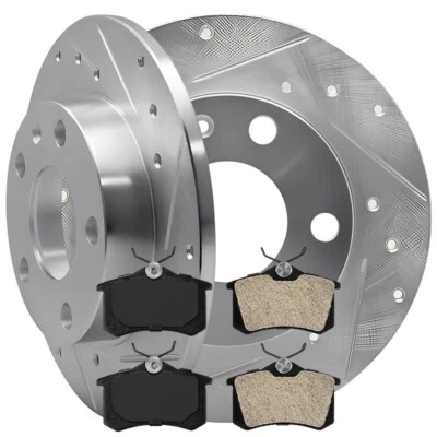 Rotores de freno traseros perforados y ranurados con pastillas para Audi A4 05-03, A4 Quattro 05-02 Foto 1 de 4