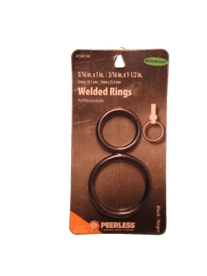 2 Peerless Welded Rings Medium Duty 3/16" x 1" & 3/16" x 1-1/2 Black #4728138 - Image 1 of 2