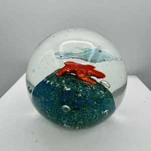 Art Glass Paperweight Nautical Fish and Starfish Aquarium 2” - Picture 1 of 4