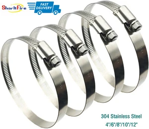 4Inch Adjustable 304 Stainless Steel Duct Clamps Hose Clamp Pipe Clamp Kit - Picture 1 of 9