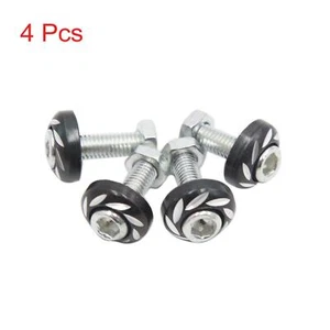 4pcs Black 6mm Thread Diameter Motorcycle License Plate Frame Screws Bolts Caps - Picture 1 of 5