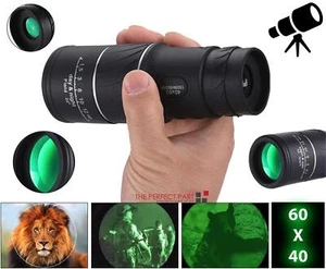 40X60 Monocular Binoculars With Night Vision BAK4 Prism High Power Waterproof - Picture 1 of 18