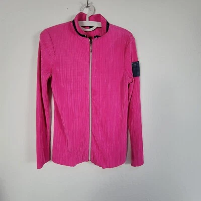 Женская повседневная базовая куртка Jamie Sadock на молнии с длинным рукавом розовая маленькая - Изображение 1 из 4