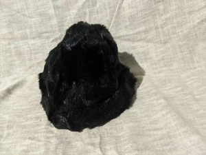 Vtg Made in England Black Faux Fake Fur Hat Black rare chlorofiber Unknown size - Picture 1 of 9