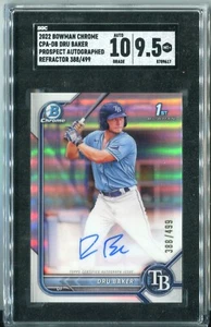 Bowman Chrome Dru Baker 2022 refractor autógrafo automático RC 388/499 SGC 9,5 10 - Imagen 1 de 1