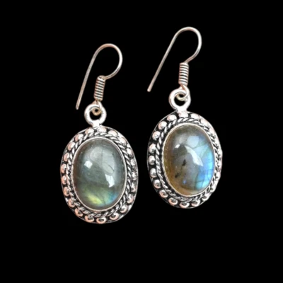 Natural Blue Labradorite Composite 925 Silver Earring Women Birthday Gift - Image 1 of 4