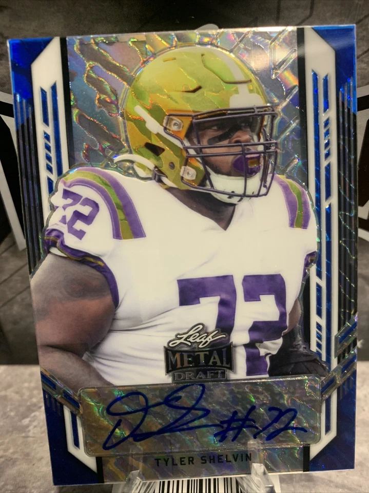 2021 Leaf Metal Draft TYLER SHELVIN RC Rookie Blue Marble Auto #/40 BENGALS LSU - Image 1 of 2