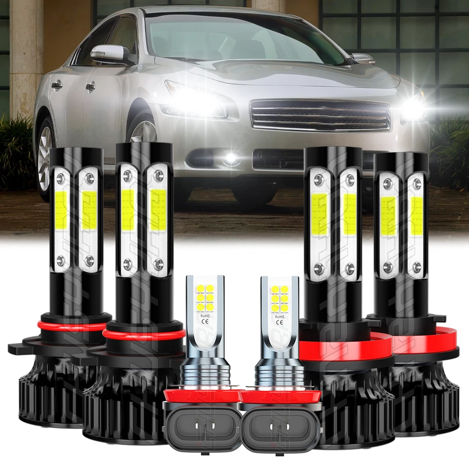 Kit combinado de 6 faros LED altos/bajos + bombillas antiniebla para Nissan Máxima 2009-2014 Foto 1 de 4