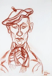 Franziskus Dellgruen Gemälde Kunst Selbstporträt Art Zeichnung SELTEN 1981 - Bild 1 von 1
