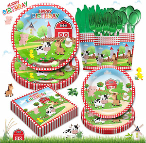 Farm Birthday Party Supplies Tableware Set  Farm Animal Party Theme Decorations 