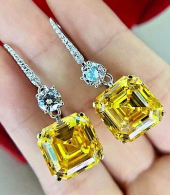 PENDIENTES GANCHO RELLENOS ORO BLANCO 9K HECHOS CON CRISTALES DE SWAROVSKI REGALO #OA Foto 1 de 4