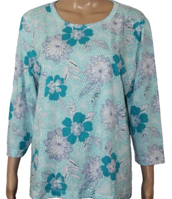 Camisa túnica Orvis azul blanco floral lunares mangas 3/4 M Foto 1 de 4