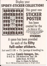 WORLD of SPIDER-MAN 1988 Promo Sticker Poster card Comic Images Marvel