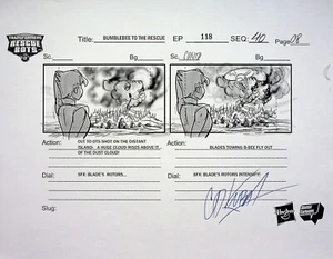TRANSFORMERS Rescue Bots SIGNED DAN KUBAT  Production Storyboard Copy Page #KB - Picture 1 of 2