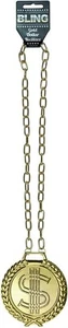 Gold Coin Necklace Medallion Gangster Outfit Rapper Halloween Fancy Dress Up - Picture 1 of 1