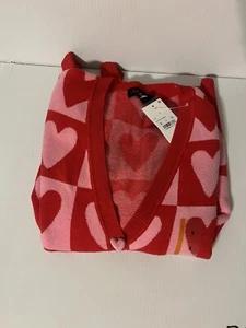 2024 Target Valentine's Women's Heart Postage Stamp Graphic Cardigan Small - Picture 1 of 2