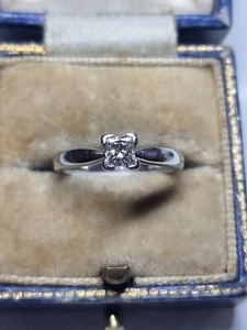 Platinum Diamond Engagement Ring Solitaire Princess Cut Beautiful Ring - Picture 1 of 3