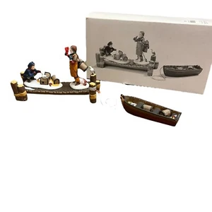 Dept 56 Lobster Trappers New England Village Set Of 4, Dock & Boat Retired NIB - Picture 1 of 11