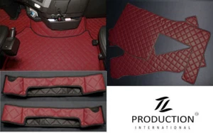 Dywaniki podłogowe do samochodów ciężarowych, mata tunelowa i okładzina cokołu siedzenia VOLVO FH 2021 skóra bordowa - Zdjęcie 1 z 7