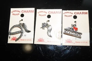 3 VNTG STERLING SILVER KENTUCKY DERBY HORSE MUSEUM PARK MAMMOTH CAVE CHARMS NOS - Picture 1 of 2