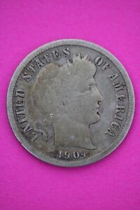1904 S Barber Liberty Dime Scarce Semi Key Date Silver Coin San Francisco 161