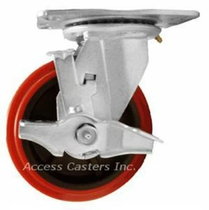 8PLPPSB 8" Swivel Plate Caster, Poly on Poly Wheel with Brake, 1000 lbs Capacity - Bild 1 von 3