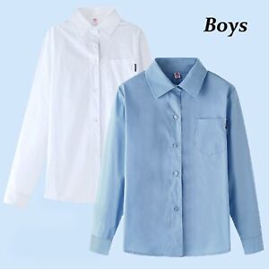 Chlidren Kids Baby Girls Boys Button Shirts Tops White Blouse Formal Wear Shirt