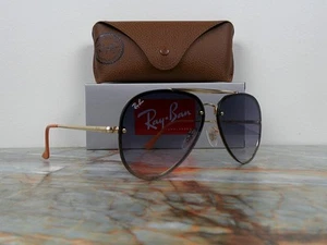 Genuine Ray-Ban RB3584 W Blaze Gold Gradient Aviator Sunglasses Never Worn - Picture 1 of 5