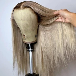Ash Blonde Wig Human Hair 13x4 Transparent Lace Front Wigs Human Hair 200% De... - Bild 1 von 6