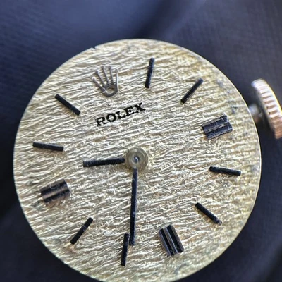 Rolex 1400 Movement w/ Original Hands, Gold Dial, & Crown Manual Wind - Working! - Image 1 of 4