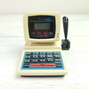 Vintage Armitron PC Mini Calculator Clock Desktop Pen Holder Novelty Computer - Picture 1 of 7