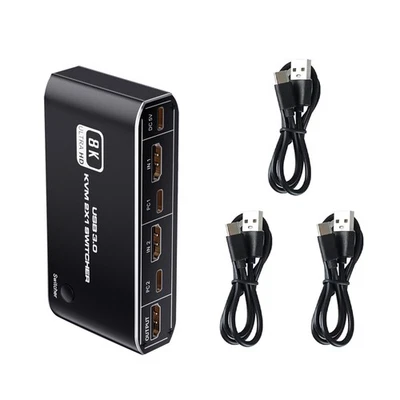 HDMI 2.1 KVM Switch 2X1 4K 120Hz 8K 4 Port USB 3.0 KVM Switcher with Hotkey y - Image 1 of 4