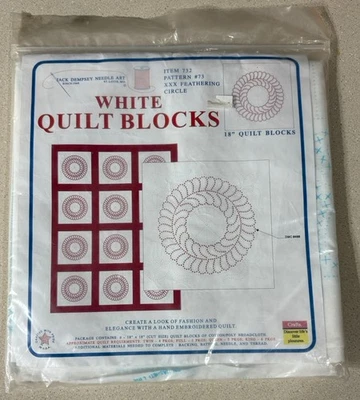 Bloques de edredón bordado Jack Dempsey nuevo en paquete - patrón de 18" #73XXX círculo de plumas Foto 1 de 2