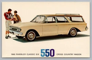 Postcard AMC 1963 Rambler Classic Six 550 Cross Country Wagon Advertisement - Picture 1 of 2