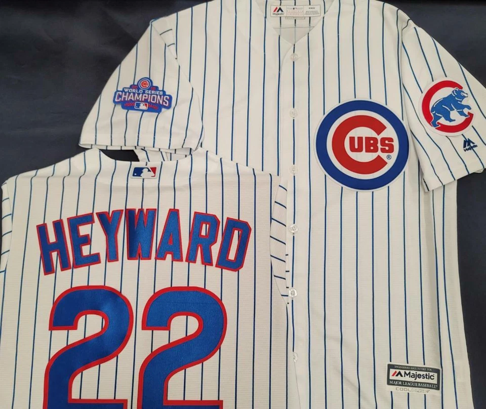 Camiseta Majestic Chicago Cubs 20215 Jason Heyward 2016 Campeones de la Serie Mundial Foto 1 de 1