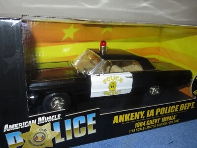ANKENY POLICE 1964 CHEVROLET IMPALA ERTL 1:18 OPENING HOOD &  DOORS LIMITED - Image 1 of 4